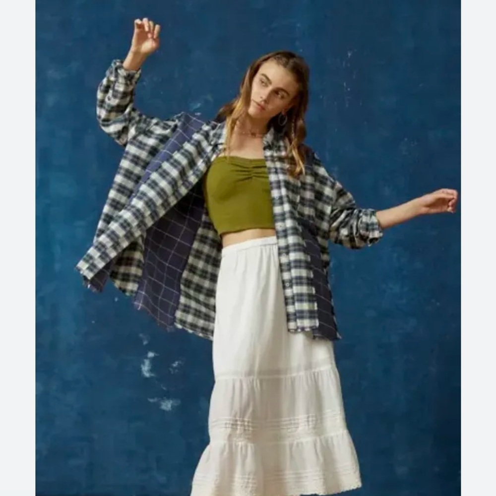 Urban Outfitters BDG Spliced Dad Button Down Shirt Mixed Plaid Pieced Top